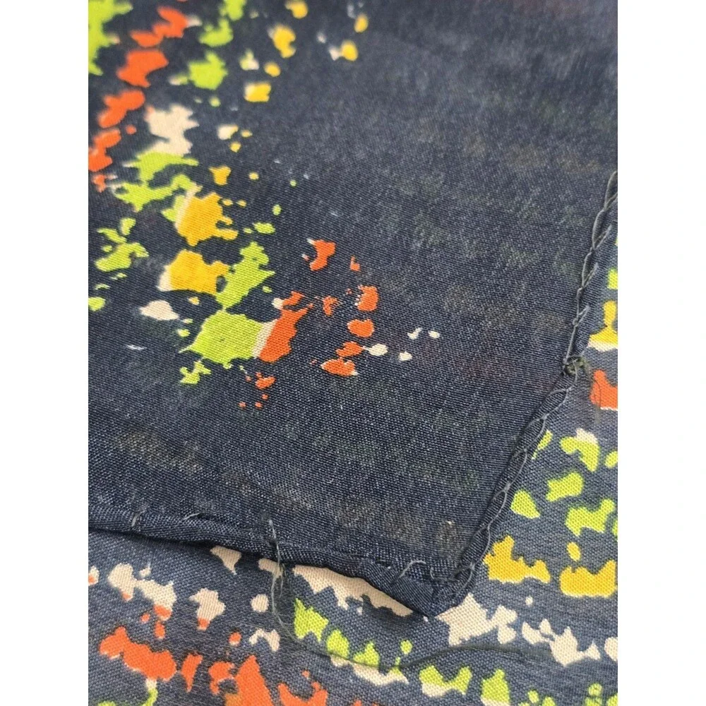 Vera Neumann Vintage Scarf Modernist Botanical Lily Dot Navy Background Abstract